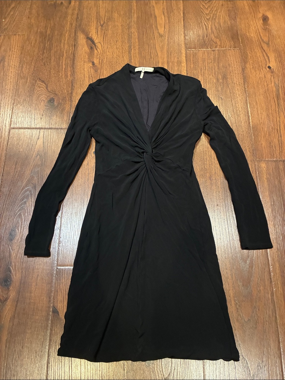 Halston Heritage Black Long-Sleeve Twist-Front Dress